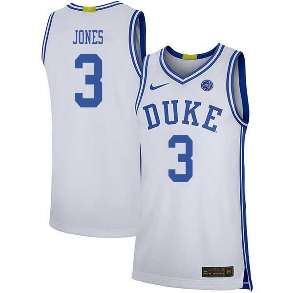 2020 Men #3 Tre Jones Duke Blue Devils College Basketball Jerseys Sale-White